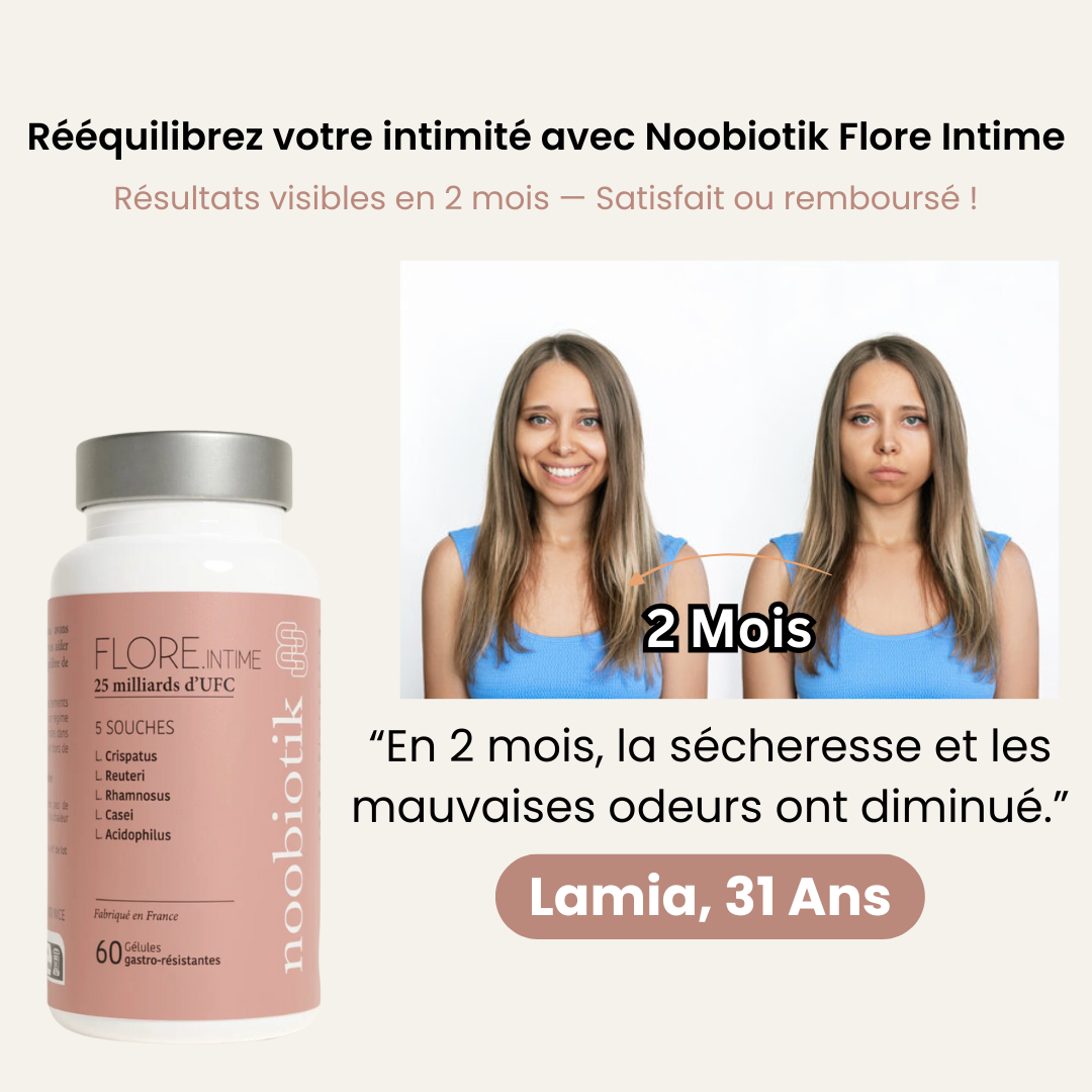 Noobiotik Flore Intime™ : Protège et maintient l’équilibre du pH intime naturellement.