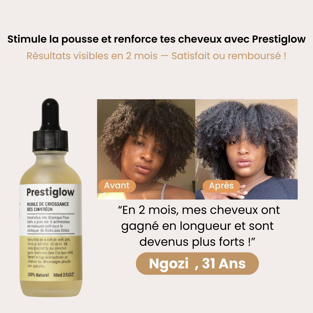 Prestiglow™ : La solution naturelle pour des cheveux forts et brillants.
